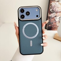 Coque de téléphone en PU magnétique de luxe, antichoc et anti-traces de doigts, en cuir à motif fibre, pour iPhone 18 17 16 15 14 13 12 - Vente en gros