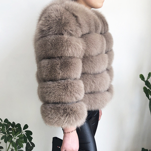 Veste Courte en Fourrure Naturelle de Renard de Luxe Grande Taille pour <span class=keywords><strong>Femme</strong></span> Hiver, Vente en Gros - Product Image 5