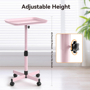 Chariot de salon rose réglable en hauteur, chariot de beauté roulant avec roulettes résistantes aux <span class=keywords><strong>cheveux</strong></span> - Product Image 1