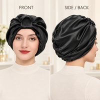 Bonnet de nuit en satin de soie synthétique doux avec bande torsadée élastique pour cheveux naturels, usage extérieur, extra large, double couche