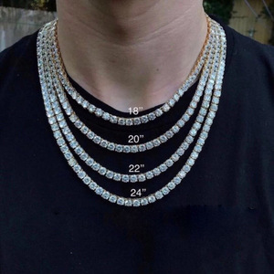 BES 3mm 4mm 5mm Jewellery Diamond <strong>Choker</strong> Iced Out Hiphop CZ Zircon Bling Jewelry Necklace Gold <strong>Silver</strong> Rose Tennis Chain - Product Image 6