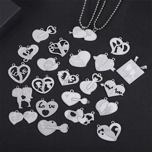 Stainless Steel <b>Couple</b> Heart Pendant Charms | Mixed Love Designs for <b>Necklace</b>|Valentine's Day Anniversary Birthday Gift for Love - Product Image 3