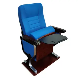 مصنع رخيصة للطي كرسي قاعة اجتماعات مع صينية الجدول اللون الأزرق
