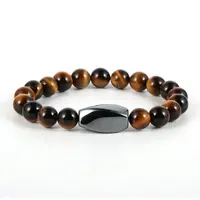 Bracelet en pierre précieuse œil de tigre naturelle, pour hommes, bijoux à main, perles en pierre de lave, hématite, breloque, 8mm, nouveauté, vente en gros, 2022