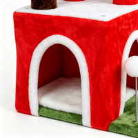 Arbre à chat de Noël moderne et luxueux, tour d'activités pour chat d'intérieur, griffoir en peluche, maisonnette pour chat, jouet en sisal, 3 niveaux, lit champignon en peluche
