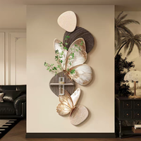 Pintura Decorativa LED de Estilo Medieval Francés para Entrada del Hogar, Pintura de Plantas Verdes para Pasillo, Pintura de Pared con Textura de Arenisca y Mariposas 3D