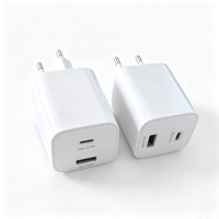 Adaptor Daya USB-A Tipe C Dual Port PD 20W 5V 3A 9V 2.25A 12V 1.8A Colokan EU untuk Tablet dan Pengisi Daya Speaker Telepon