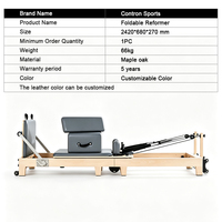 Contron Sports Premium Maple Wood Pilates Reformer 2430mm Kelas Komersial Yoga Core Bed Rehabilitasi Tahan Lama untuk Kesehatan