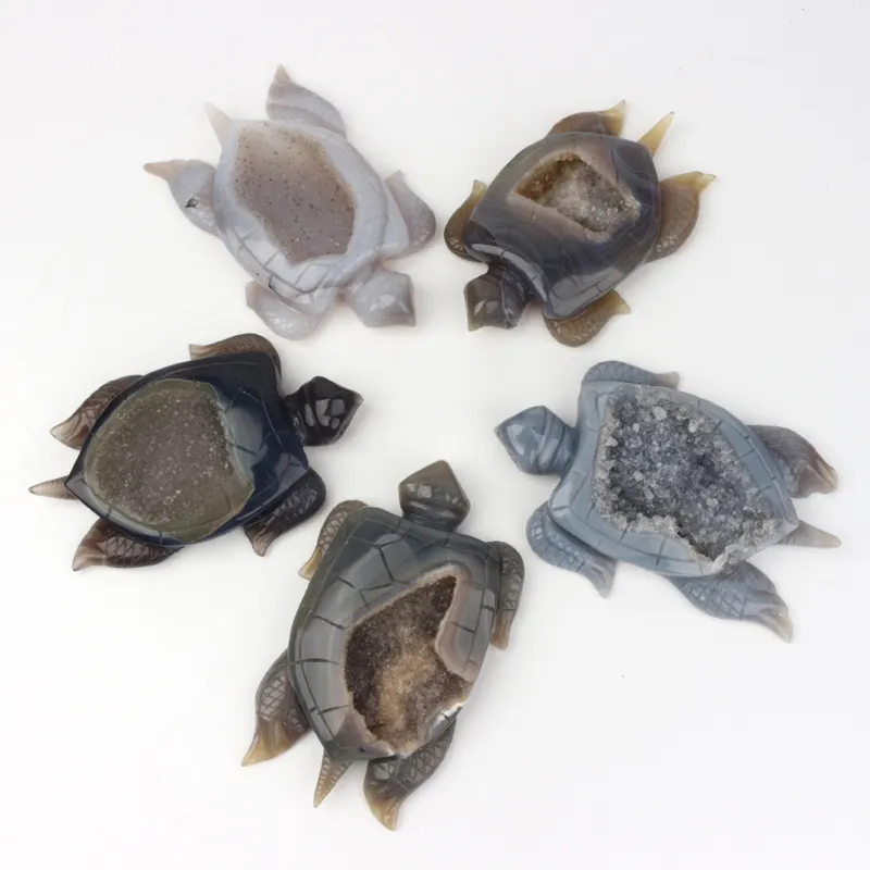 Groothandel Natuur Agaat Dier Agaat Geode Carving Crystal Sea Turtles Voor Decoratie