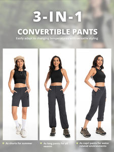여성용 경량 여름 방수 소프트쉘 작업 바지, 멀티 포켓 통기성 카고 등산 팬츠 - Product Image 3