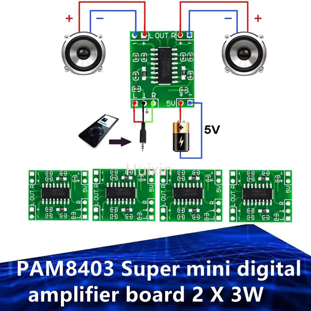 Hot 5PCS PAM8403 Super Mini Digital Amplifier Board 2 * 3W Class D Digital Amplifier Board Efficient 2.5 To 5V USB Power Supply
