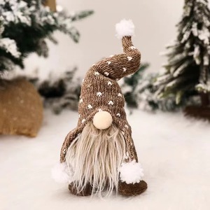 Gnome de Noël fait à la main poupée en peluche longue barbe blanche sans visage Position assise portant chapeau tricoté thème de la forêt Durable réutilisable - Product Image 2
