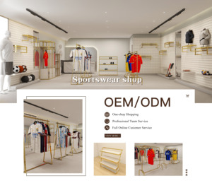 Estante de ropa de diseño de tienda comercial, estante de ropa de tubo dorado, soporte de tela de acero inoxidable, estante de exhibición para montaje en pared