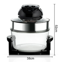 Friteuse à air électrique classique 12L 3500W 8-en-1 avec chauffage circulant à 360°, nettoyage facile, cuisson saine et faible en gras, minuterie 60 minutes, en verre