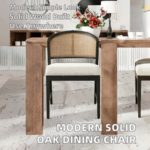 Chaise de salle à manger moderne en chêne massif, finition noire patinée, revêtement en lin, durable pour mariages, hôtels, écoles, parcs, maison, bureau - Product Image 2