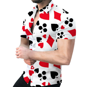 Men's Casual Single Breasted Turn-down Collar Short Sleeve Printed Eco-Friendly Broadcloth 120g Shirt Summer Anti-Wrinkle - Product Image 1