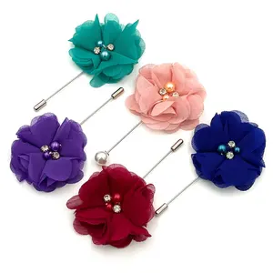 Designs Custom Camellia Flower Rhinestone Maker Jewelry Stick Pin Brooch