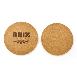 Natural Round Cork Coasters With Metal Holder Thick Cold Drinks Wine Glasses Mugs Cups Cork Coaster