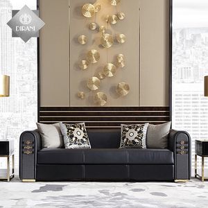 100% إيطاليا الجلود أريكة الزاوية أريكة آخر الحديث تشيسترفيلد 3 مقاعد جلد البقر والجلود أريكة كبيرة - Product Image 3