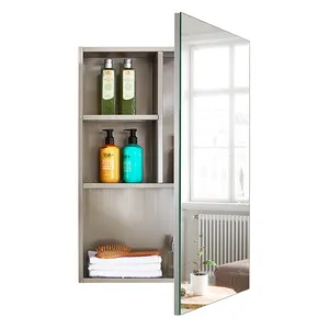 Soft closed door stainless steel mirror cabinet bathroom vanities top cabinet wall mounted