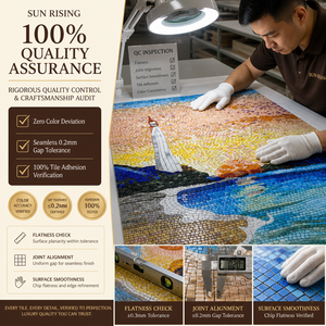 Mosaïque de verre <span class=keywords><strong>Phare</strong></span> de la Plage Sunrise, Art mural en parquet, Carrelage mural décoratif pour Salon et Hall d'entrée - Vente en gros directe usine - Product Image 5