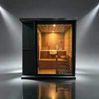 Sauna traditionnel moderne le plus vendu, sauna sec en cèdre et hemlock noir pour 4 à 6 personnes, idéal pour jardin et villa