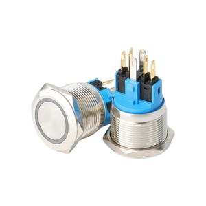 22MM Stainless Steel Button Flat Head Ring Illuminated IP65 1NO Push Button <b>Switch</b> 3A 220V for Home Appliance Control - Product Image 2