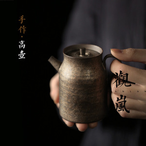 Handmade Pottery Teapot Cylinder Shape With Lid Kung Fu <b>Tea</b> <b>Set</b> Afternoon <b>Tea</b> Ceramic Filter Teapot - Product Image 2
