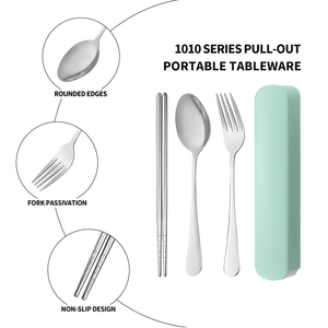 Set di posate ZP forchetta da viaggio costolette a cucchiaio con custodia Set di posate in acciaio inossidabile Dispenser avvolgente in plastica affilata con Cutter - Product Image 5