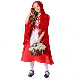 Vestido de Encaje de Lujo para Niñas, Estilo Lolita, con Capa, Disfraz de Caperucita Roja - Product Image 2