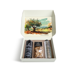 ชุดของขวัญน้ำมันมะกอกบริสุทธิ์พิเศษพร้อมโลโก้สั่งทำ 140 มล. x2 พร้อมบิสกิตทารัลลี 100 กรัม น้ำมันปรุงอาหารแบบสกัดเย็นคุณภาพพรีเมียม - Product Image 1