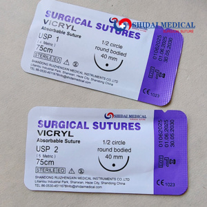 Suturas Quirúrgicas Desechables Estériles al por Mayor, Suturas <span class=keywords><strong>Absorbibles</strong></span> de Poliglactina 910 (PGLA) con Aguja <span class=keywords><strong>para</strong></span> Uso en Cirugía - Product Image 1