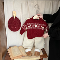 Pull de Noël rouge et blanc pour enfants, garçons et filles, best-seller, prêt à être expédié, doux et chaud pour l'hiver