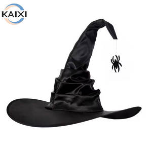 หมวกแม่มดสำหรับงานปาร์ตี้ฮาโลวีนผ้าคอตตอนมีพู่สีดำ2025วัสดุสำหรับงานปาร์ตี้ตลอดทั้งวัน - Product Image 1