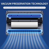 Machine d'emballage sous vide entièrement automatique en acier inoxydable avec aspiration puissante, stockage de rouleaux intégré et coupe-rouleaux intégré
