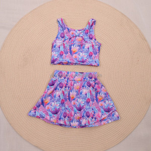 Set di <span class=keywords><strong>Abbigliamento</strong></span> Estivo per Ragazze con Stampa Personalizzata, Nuovo Completo Yoga Stampato con Zaino e Gonna Sportiva, Outfit Yoga in Due Pezzi - Product Image 2