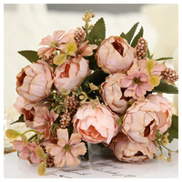 Künstliche Pfingstrosen-Blumensträuße für Hochzeit, Valentinstag, Heimdekoration, Beflockte Feuchtigkeitsspendende Textur für Innen/Außen, Abschlussfeier