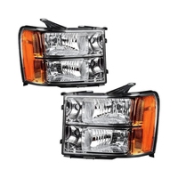 Kit Lampu Depan Amber Otomatis, Lampu Belakang, Casing Hitam, Lensa Fender Samping untuk Perakitan Lampu Depan Chevy Silverado Avalanche 2003-2006