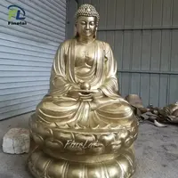 חיצוני גן דתי גדול יציקת פליז זהב חיים גודל מתכת מדיטציה אמנות נחושת יושב בודהה פסל פיסול