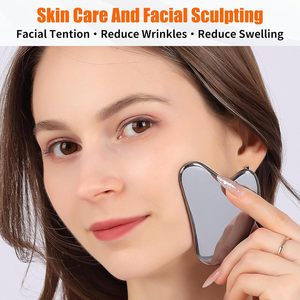 Tension musculaire en acier inoxydable Gua Sha masseur facial pour le corps Fonction musicale pour le drainage lymphatique Visage Menton Jawline Sculpting - Product Image 6