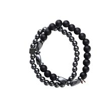 Bracelet Personnalisé en Pierre Naturelle Hématite Thérapeutique, Bijou Homme Hématite