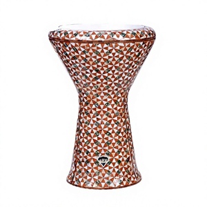 กลองดั้งเดิม Gawharet El Fan สีส้ม รูปสามเหลี่ยม Sombaty Darbuka ขนาด 23 ซม. แบบมุก - Product Image 1