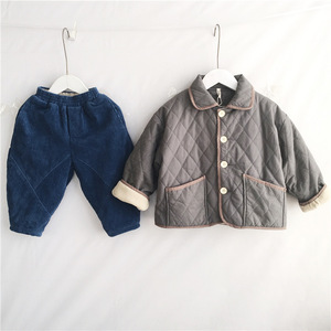 Veste matelassée à col rabattu pour garder au chaud pour garçon, manteau d'hiver en polaire, vente en gros - Product Image 4