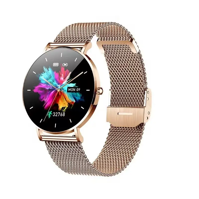 2023 runde Smart Watch T8 1,3 Zoll AMOLED runder Bildschirm Unterstützung 18 Sprachen wasserdichter kleiner Bildschirm Smartwatch für Damen