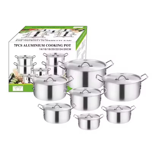 High Quality Cross-border Thickened Aluminum <b>Pot</b> Set 5-Piece <b>Soup</b> Pan 14-26CM Cookware with 7 Kitchen Accessories Set - Product Image 5
