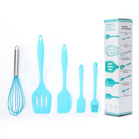 5 Buah Peralatan Dapur Silikon Tahan Panas, Set Peralatan Masak Spatula, Aksesori Memanggang, Aman untuk Mesin Pencuci Piring, Lembut