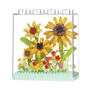 Ensemble de blocs de construction écologiques décoratifs, modèle de <span class=keywords><strong>jouet</strong></span>, petites particules, tournesol en pot, <span class=keywords><strong>jouet</strong></span> en plastique à faire soi-même, Saint-Valentin - Product Image 5