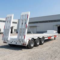 Semi-remorque surbaissée 80-100 tonnes, fabrication directe Shandong, poutre principale en acier au carbone Q345, 24 pneus 12R22.5, fiable et durable