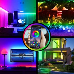 Dây Đèn <span class=keywords><strong>LED</strong></span> Thông Minh RGB 5M Với Nguồn Điện, Kích Hoạt Bluetooth Và Bluetooth, Alexa Và Google Home - Product Image 1