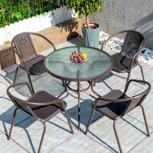 Tables et chaises d'extérieur avec combinaison parasol Cour Tables et chaises de jardin en plein air pour l'extérieur - Product Image 6